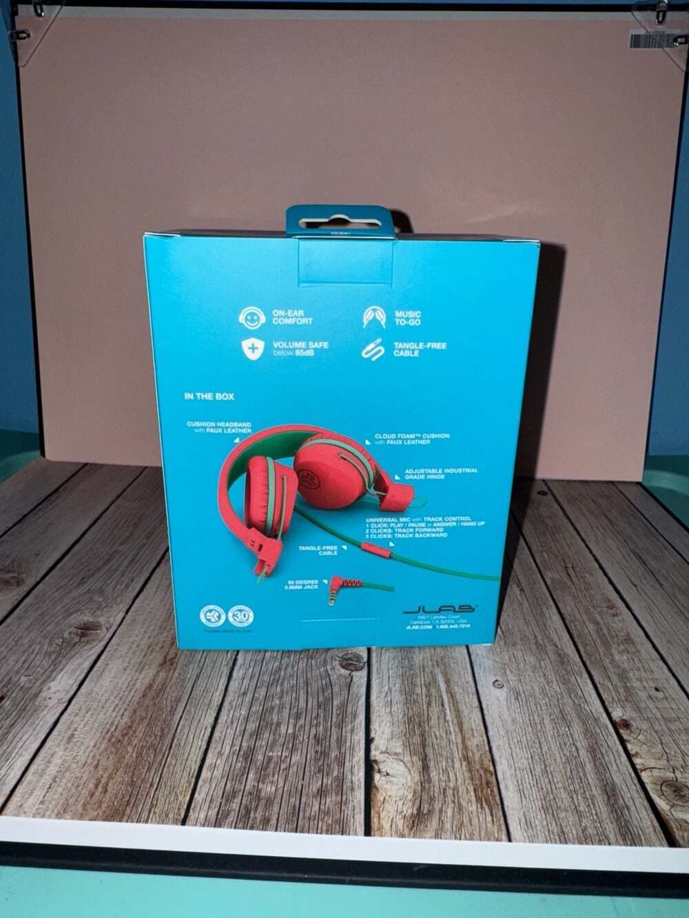 JLab JBuddies Studio Wired On-Ear Kids Folding Headphones - Red/Green - Picture 2 of 4
